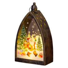 Lanterne boule à neige de Noël avec scène de maison en forêt,
