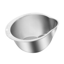Bol de spălat orez, bol de spălat din oțel inoxidabil cu scurgătoare laterale, strecurătoare pentru spălarea quinoa, fructe, legume, fasole,