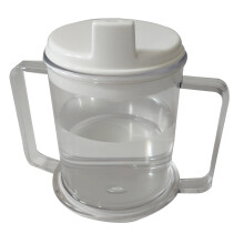 Clear plastic sippy cup with two handles 350ml