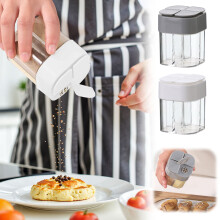 4-in-1 Transparent Spice Jars with Lump Filter, Salt & Pepper Shakers for Home, Kitchen, Camping, Travel, Cooking, BBQ