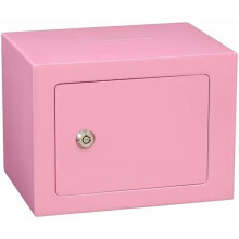 Small Safe Box 0.23Cuft, 9.05"x6.7"x6.7", Wall-Mounted Mini Lock Safe for Home/Office/Hotel – Pink