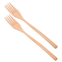2Pcs Wood Cooking Forks for Stirring Serving Beige Wood Kitchen Utensils
