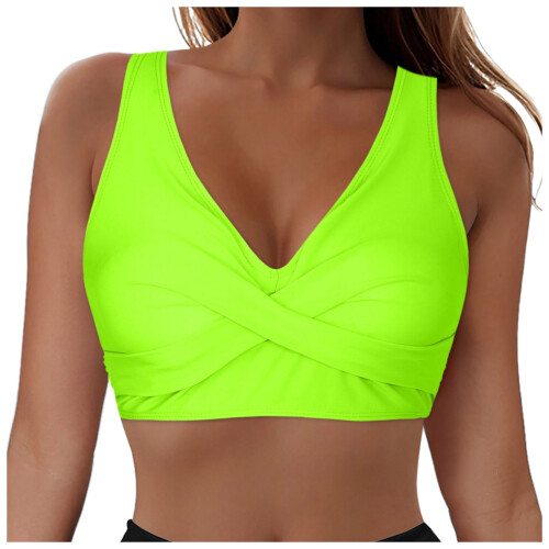 Top de biquíni feminino com bojo push-up e aro, modelo sexy com decote em V.