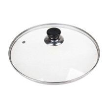 Universal Lid Heat Glass Stovetop Cover With Stainless Steel Rim For Cooking Steam Vent 21Cm White