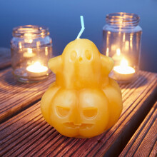 Halloween3D tök alakú gyertya - ijesztő szellem aromaterápiás díszdekoráció, tökéletes asztaldísznek és parti ajándékoknak, egyedi