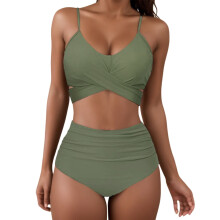 Top tankini da donna con scollo a V e ferretto