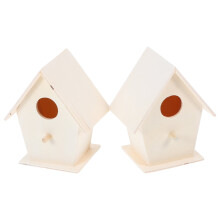 2Pcs Small Wood Hanging Birdhouse Kit Rustic Outdoor Feeder for Garden