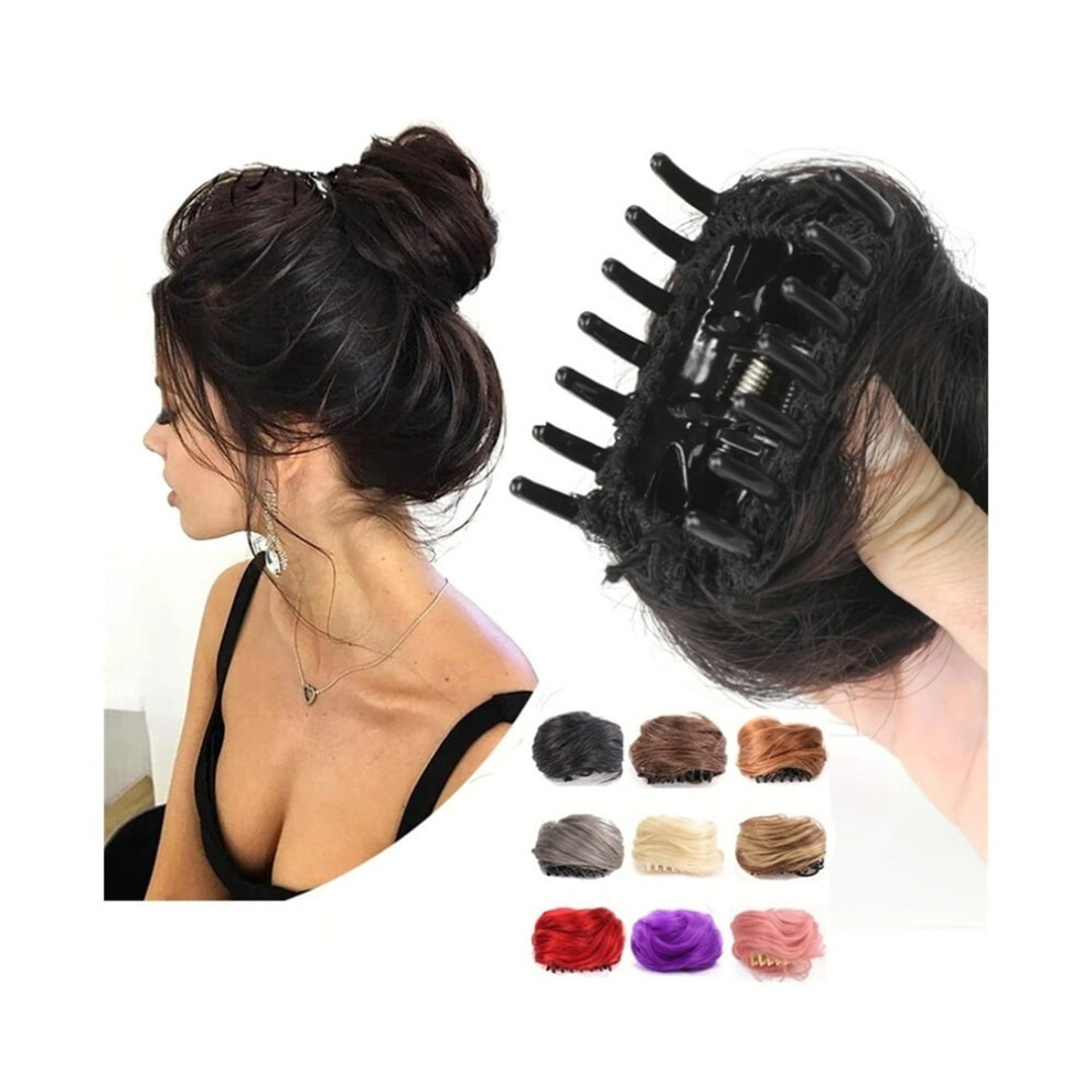 Unisex Synthetic Curly Hair Bun Extensions Mini Claw Clip Messy Cat Ears Hair Chignons Hairpieces