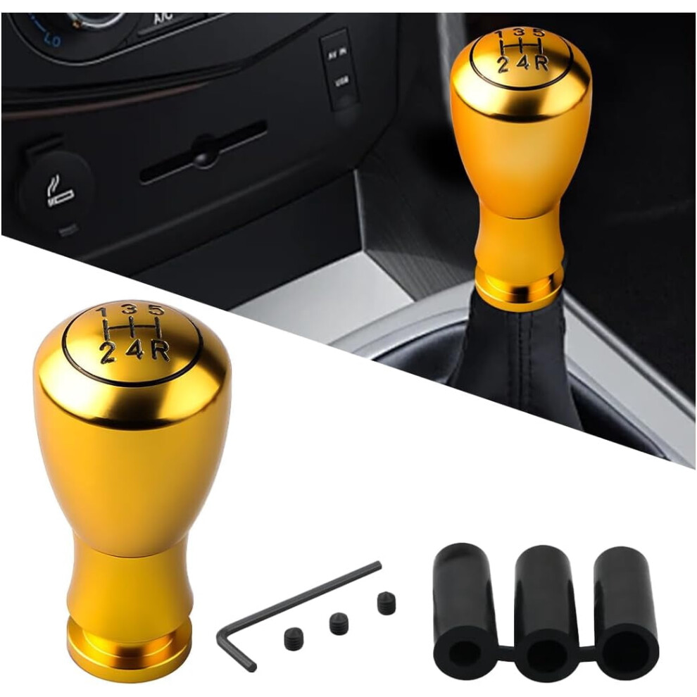 Aluminum 5-Speed Gear Shift Knob With 3 Adapters, Universal For Most Vehicles (Black) Â Compatible With Manual Transmissions Black 9313598128584