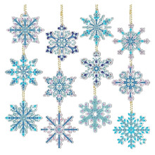 Winter Snowflake Painting Ornaments DIY Kit for Kids, 7x7cm Blue, Compatible with Christmas Crafts