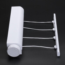 Retractable 4-Line Clothesline - Spring-Loaded Drying Rack with Hooks, Portable Wall-Mounted Clothes Hanger for Bathroom, Laundry Room & Travel