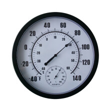 Binnen- en buitenthermometer, 25 cm (10 inch) grote cijfers, waterdichte wandthermometer met hygrometer voor terras, woonkamer, slaapkamer
