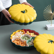 3-Tier Pumpkin Candy Organizer Box - Stackable Snack Tray with Toothpick Holder Holiday Party Serving Dish Dried Fruit Container(Yellow)