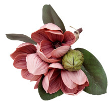 3 kpl keinotekoisia magnoliakukkia, 11 tuumaa, valkoinen silkki keinotekoisia magnoliakukkia koristekimppu hääjuhliin kotiin, vaaleanpunainen