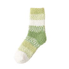 Women's Coral Velvet Socks Thick Cozy Home Socks with Cute Prints Non-Slip Winter Warm Mid-Crew Socks Green One Size