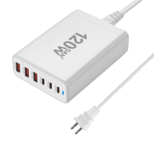 Încărcător rapid USB-C GaN de 100 W: stație de încărcare cu 6 porturi și cablu de 1,5 m, compatibil cu iPad, iPhone 16/15/14/13/12Pro Max,
