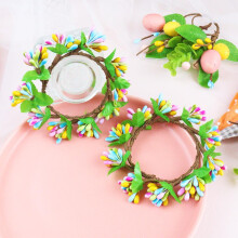 Lot de 4 anneaux pour bougies de Pâques, couronnes de baies colorées de 10 cm pour bougies piliers, décoration de table style ferme – Convient