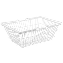 Mersess Small Wire Storage Basket with Handle, Hanging Metal Tote Organizer for Makeup, Bathroom, Kitchen, Laundry Room - White