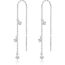 Long Rhinestone Drop Earrings for Women Wedding Tassel Dangle Drop Earrings Chandelier Dangling CZ Earrings for Women