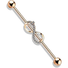 14GA CZ Paved Infinity Sign 316L Surgical Stainless Steel Industrial Barbell