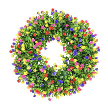 Guirlanda de plástico colorida para primavera e verão, guirlanda de folhas coloridas para decoração de primavera e verão, pingente para portão.