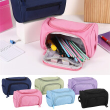 Large Capacity Double-Layer Oxford Pencil Case with Side Storage | Durable Green Cloth Stationery Pouch | Compatible with School & Office