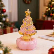 Sapin de Noël rotatif en céramique - Décoration de bureau de 8 cm avec mouvement hypnotisant, décoration festive pour la maison, le bureau et les
