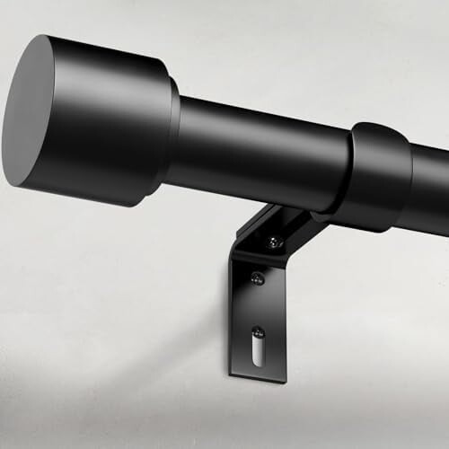 Varão de cortina ajustável preto, 28-48 polegadas (71-122 cm), 1 polegada (2,5 cm), resistente, fácil de instalar, para janelas, varandas e casas