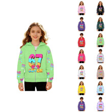 Boys Cartoon Digital Print Zip Up Hoodie Long Sleeve Pullover Jacket With Hood For Kids Outdoor Sports