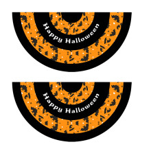 2 szt. 1,5 x 3 stopy, półflagi wachlarzowe na Halloween z metalowymi pętelkami – zmywalne, wielokrotnego użytku, do dekoracji wnętrz i na