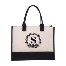 Wiederverwendbare Obst- und Gemüsenetze, modische Damenhandtasche aus Canvas, Strandtasche aus Baumwoll-Canvas mit Buchstabenmotiv, modische