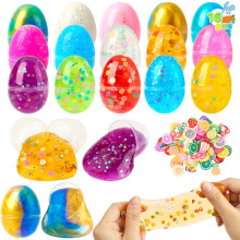 16 œufs de Pâques pré-remplis de cristaux, de paillettes galaxie, de slime et de confettis – Cadeaux anti-stress pour enfants, chasse aux œufs