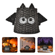 Halloween Storage Baskets, 10-12" Metal Wire Bat & Spider Organizer with Legs, Decorative Basket for Candy, Toys, Home Decor (Black)