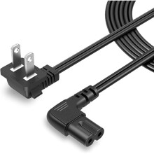 10-stopowy, kątowy, 18AWG, 2-gniazdowy, niepolaryzowany przewód zasilający do telewizorów Samsung, LG, TCL (IEC320C7 do NEMA1-15P)