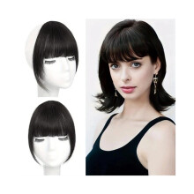 Frange à clips, extensions de cheveux, frange, perruques synthétiques, postiche avec favoris