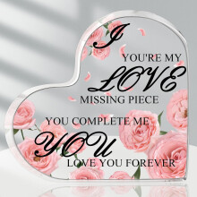 Plaque en acrylique en forme de cœur « Je t’aime » – « Tu es la pièce manquante de mon puzzle » Cadeau romantique pour elle/lui,