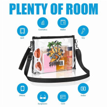 Priehľadná taška schválená pre štadióny s odnímateľnými popruhmi do práce, športové podujatia a koncerty, priehľadná PVC crossbody