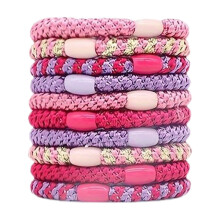 Lot de 10 élastiques à cheveux en coton pour cheveux épais et bouclés
