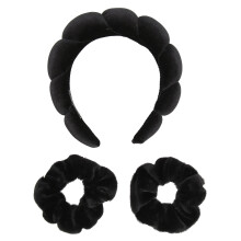 Lot de 2 bandeaux de lavage de visage en polyester noir