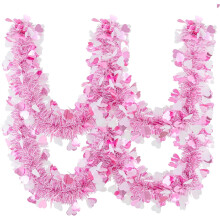 Pink and White Heart Tinsel Garland 20 Feet
