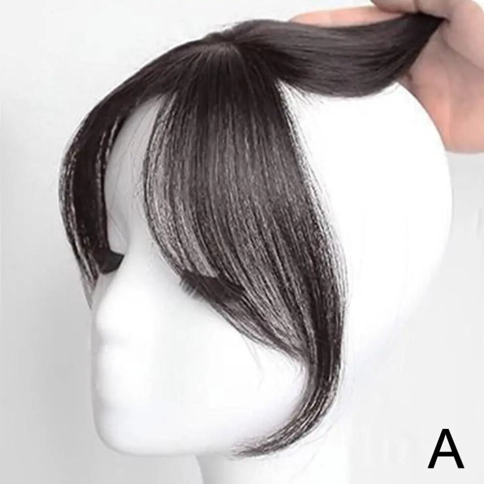Unisex Brown/Black Eight Character Bangs Wig Air Bangs Hairline Natural Forehead Invisible Simulation Bangs Wig Piece Bangs Extension False Tassels