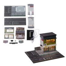 1/64 Diorama Two Story Store with Parking Parking Scenery Realistic Mini Vehicle