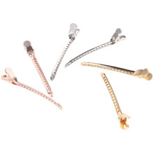 Lot de 6 pinces à cheveux en métal en forme de bec de canard, or/rose/blanc