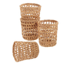 Woven Cup Holders Anti-Scald Insulated Grass Sleeve for Bottles 4Pcs Home Office