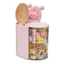 360 Rotating Hair Accessories Organizer, Clear Acrylic Jewelry Box for Headbands, Bows, Hair Ties & Cotton Swabs – Compatible with Preppy Women