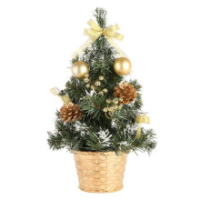 JEWLALO Mini Christmas Tree Gold 7.8 Inch Artificial