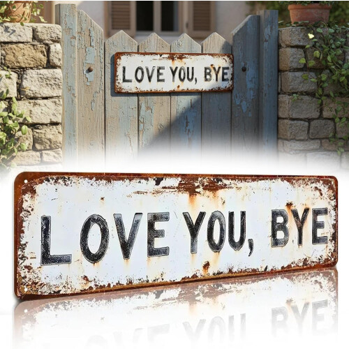 Μεταλλική πινακίδα τοίχου με φως "Love You Bye"