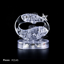 3D Crystal Puzzle Jig-saw Clear Twelve 12 Constellation Astrolog Flash LED Light