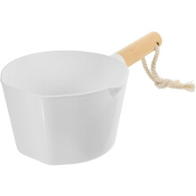 Water Ladle, Long Handle Plastic & Wood Material, Large Capacity, Sturdy, Easy to Use & Clean, Multi-Purpose, White, 30.5 x 15.8 x 9.8 cm, 1 Piece