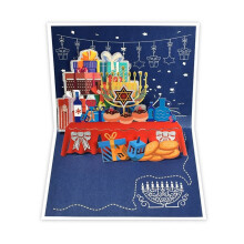Happy Hanukkah 3D Greeting Card for Chanukah Festival Handmade Presents Pop Up Menorah Light Gift Card Blessing Cards